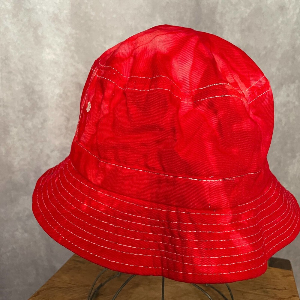 Red Tie Dye Bucket Hat Colortone Cotton Vintage Retro 90s Y2K - Picture 3 of 7